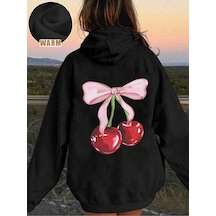 Uyguntarz Unisex Kurdele Visne Baskılı Oversize Sweatshirt siyah