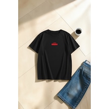 Uyguntarz Unisex With Love Cherry Baskılı Tasarım Oversize Tişört Siyah