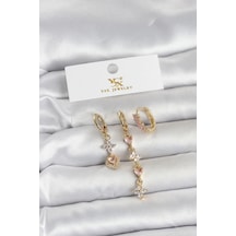 Mey İthalat Pirinç Gold Renk Pembe Zirkon Taşlı 3'lü Kadın Küpe - Özel Seri Meyeb69ccfe34aec9e9ff22059268 altın