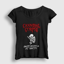 Presmono Kadın Butchered At Birth Cannibal Corpse T-shirt Siyah