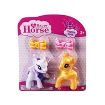 L-34-10 - Pony 2 Li Figür Set Tokalı Kartela Beyaz