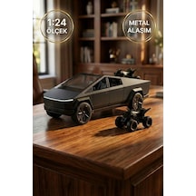 1:24 Cybertruck Metal Diecast Model Araba - Atv Motorlu, Kapıları Açılan Oyuncak Araba Antrasit