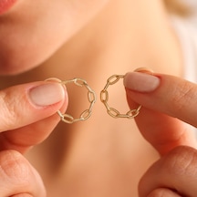 Sembol Gold Altın Halka Küpe 1.5 CM Gurmet Form