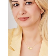 Dkmn Gümüş Yuvarlak 3'lü Harfli Plaka 925 Ayar Kadın Gümüş Kolye