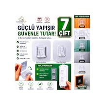 7 Çift Şeffaf Çift Taraflı Geçmeli Yapışkanlı Askı Priz Ve Tablo Sabitleyici Matkapsız Duvar Aparatı Şeffaf Şeffaf