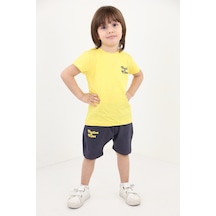 Toontoy Erkek Bebek Baskılı Şortlu Takım Koyu Sarı