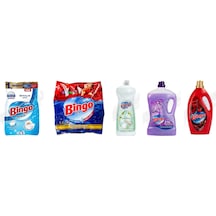 Bingo Beyazlar İçin Toz 8 Kg + Renkliler İçin Toz Deterjan 1.5 Kg + Sıvı Bulaşık Deterjanı 1500 Ml + Yüzey Tem. Fresh 2.5 Lt + Soft Yumuşatıcı 3l 5'li Set Diğer