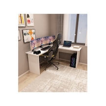 Kerva L Çalışma Masası Ofis Masası Oyuncu Masası Köşe Masa Beyaz - Beyaz Beyaz-beyaz
