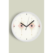 Enerji Temalı Sembolik Göz Çizimi Modern Duvar Saati - 30cm - Önü Camlı Beyaz Kasa Beyaz