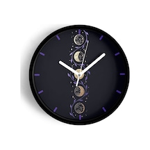 Ayın Evreleri Modern Duvar Saati - 30cm - Önü Camlı Siyah Kasa - Sessiz Mekanizma-jh0300 Siyah