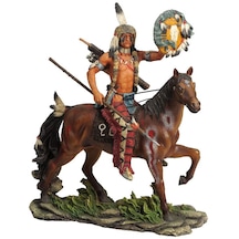 Veronese Kurtlu Atlı Kızılderili Figürü 18x21cm
