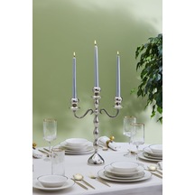 Karaca  Home Arlen 3'lü Şamdan Silver 38x29 cm