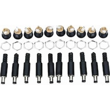 10 Set Dc Power Jak Erkek Fiş + Dişi Vidalı Soket 2.1Mm Set