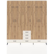 Arges Dolap 6 Raflı 6 Çekmeceli 4 Askılı 220x30x243 Aytaşı-çam/aytaşı Atlas Çam/aytası