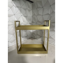 Sima 2 Katlı Metal Masa Üzeri Çok Amaçlı Düzenleyici Raf Sunumluk Gold