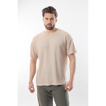 Madmext Bej Bisiklet Yaka Erkek T-shirt E7127 Bej