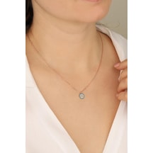 Turkuaz Taşlı Gümüş Nazar Kolye Rose Gold