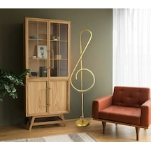 Gold Nota Sol Anahtar Müzik Desenli Lambader Rgb Li A+ Modern