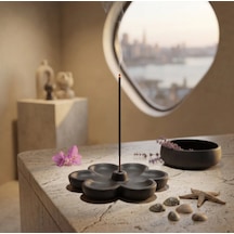 Minimalist Çiçek Tasarımlı 3d Baskı Siyah Tütsülük - Dekoratif Modern Ev Aksesuarı Ve Tütsü Standı