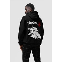 Sevbano Berserk Baskılı Unisex Oversize Anime Dizi Hoodie Siyah