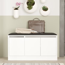 Comfort Puflu Minderli Oturaklı Ayakkabılık 3 Kapaklı Dolap Beyaz