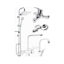 4'lü Beyaz Ve Krom Set Şık Tasarım Banyo - Lavabo - Mutfak Bataryası Diğer