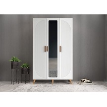 Robe Membran 3 Kapaklı Portmanto Montaj Dahil Meşe Beyaz 120 Cm