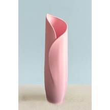 Dekoratif Modern Vazo Lale Şeklinde 20 Cm Pembe Pembe