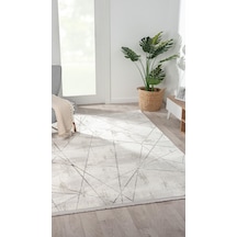 By Özer Halı Gri Renk Geometrik Şekilli Modern Stil Karmen Halı Tokyo 01703a Salon Halısı Çok Renkli