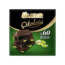 Ülker Kare Çikolata 65g Bitter Fıstıklı - Antep Fıstıklı Lezzet 2'li Ekonomik Paket - 2 Adet Tarı