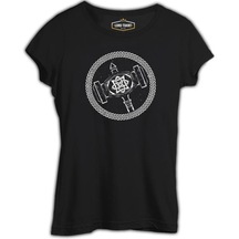 Viking Hammer Logo Siyah Kadın Tshirt 001