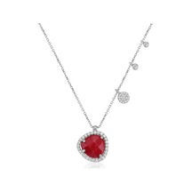 Zirkon Taşlı Pırlanta Montür Gümüş Altın Kaplama Doğal Taşlı Yuvarlak Taş Sallantılı Gümüş Kolye Gold - Rose Gold - Gümüş