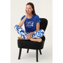 Pierre Cardin 8833 Pamuk Kısa Kol Kadın Pijama Takımı Saks Saks Mavi