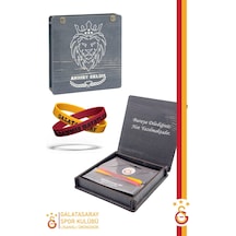Galatasaray Lisanslı 2'li Silikon Yetişkin Bileklik Kişiye Özel Ahşap Kutulu