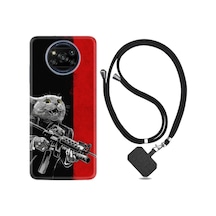 Xiaomi Poco X3 Pro Kılıf Silikon Ipli Boyun Askılı Desenli Çılgın Kedi 1674
