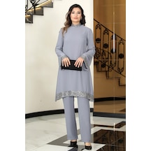 Raika Moda Şifon Umay Büyük Beden Tesettür Takım Gri