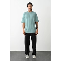 Barlashive Erkek Tişört Düz Basic Penye Yazlık Bisiklet Yaka Kısa Kol T-shirt - Mint Yeşili Çok Renkli
