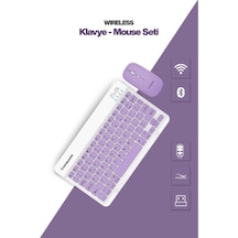 Mor Kablosuz Klavye Ve Mouse Seti Renkli