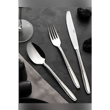 Nehir Buket Sade 12 Kişilik 72 Parça Çatal Kaşık Bıçak Takımı Gri