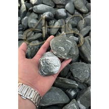 Green Angel Dolomit Çakıl Taşı Yeşil Beyaz Çizgili 6-10 Cm 1 Kg Dekoratif Bahçe Saksı Akvaryum Taşı