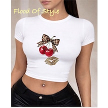 Flood Of Style Beyaz Babby Tee Kiraz Kurdale Dudak Özel Tasarım