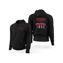 Stranger Things The New Siyah Fermuarlı Limited Edition Kapşonlu Sweatshirt Siyah
