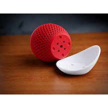 Bezos 3d Baskı Küre Saksı - Kafes Dokulu İki Parçalı Dekoratif Saksı - Kırmızı-beyaz Dmc