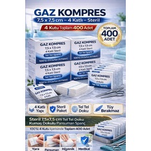 Kompres 7,5x7,5 Cm 4 Katlı Steril 400 Adet Tel Tel Spanç Pansuman Bezi 4kutu