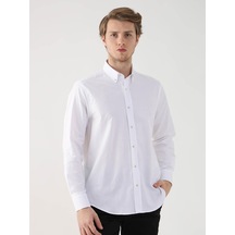 Dufy Beyaz Erkek Regular Fit Brent Düğmeli Yaka Uzun Kol Gömlek - 94827