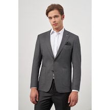 Koyu Antrasit Kazayağı Desen Bez Ayağı Mono Yaka Tam Astar Çift Yırtmaç 2 Düğme 6 Drop Slim Fit Classic Ceket 1002245106 Koyu Antrasit