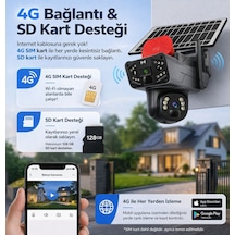 Unw-x59 2 Li 4g Solar Güvenlik Kamerası 1 Sabit + 1 Hareketli Esım Li, 20gb İnternet Dahil, 32gb Sd Kart Hediyeli, 9mp, Renkli Gece Görüşlü
