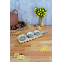 Bambum Kangura - Mango Ağacı 4 Parça Çerezlik Sunumluk Limon Desen Ahşap