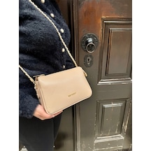 Just Polo Kadın Zincir Askılı Günlük Ve Özel Kullanıma Omuz & Çapraz Çanta Shoulder Bag Vizon