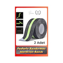 Bant 2 Adet Fosforlu Kaydırmaz Merdiven Bandı 5 Cm X 3 M Fotolümenli Yeşil Zemin Güvenlik Basamak